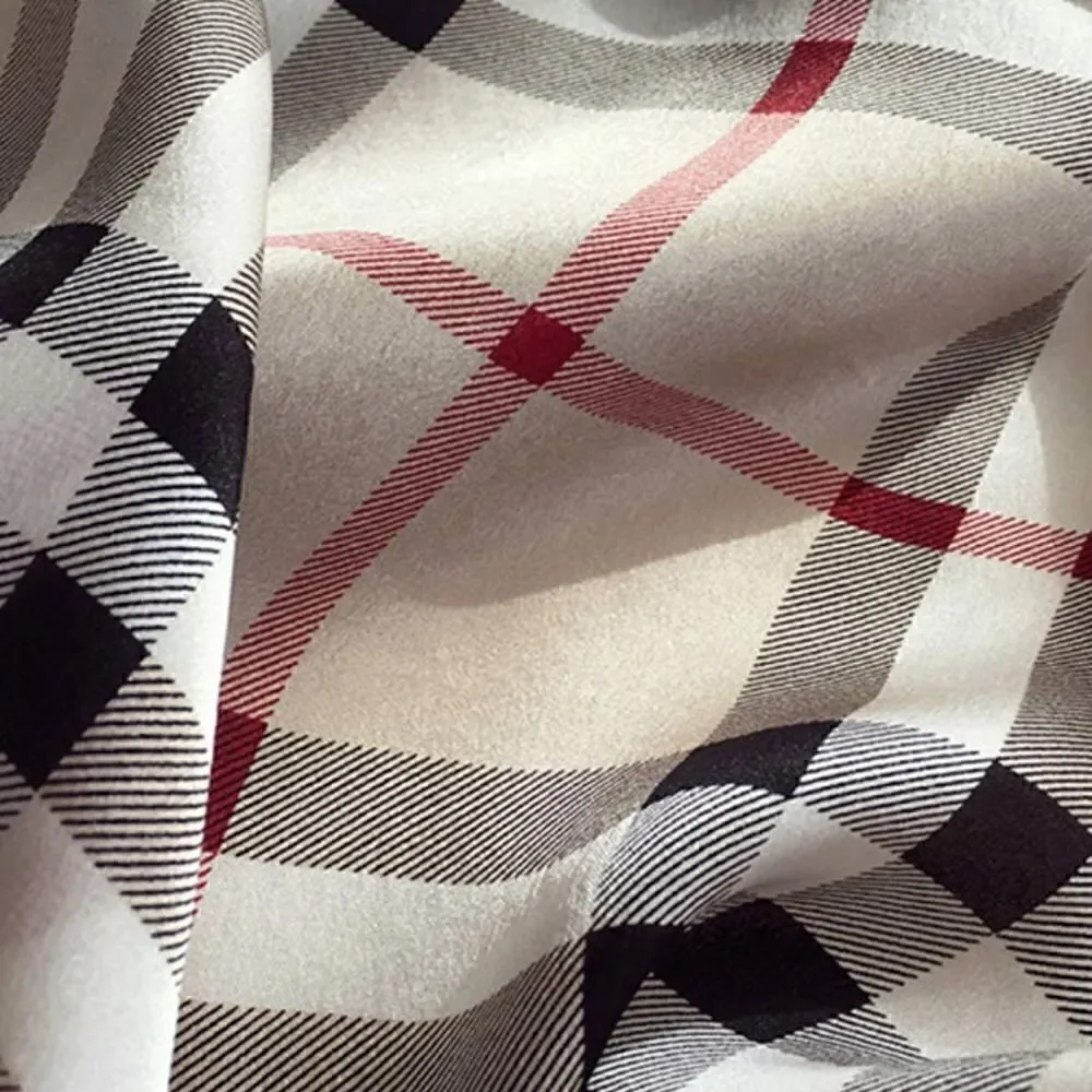 Plaid Mulberry Silk Neck Scarf
